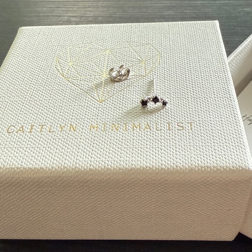 Caitlyn Minimalist Silver Crown Earrings